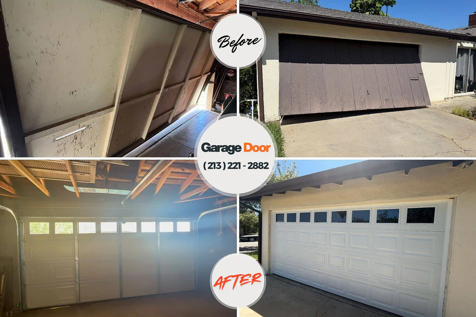 Before and after: garage door repair Burlington, KS